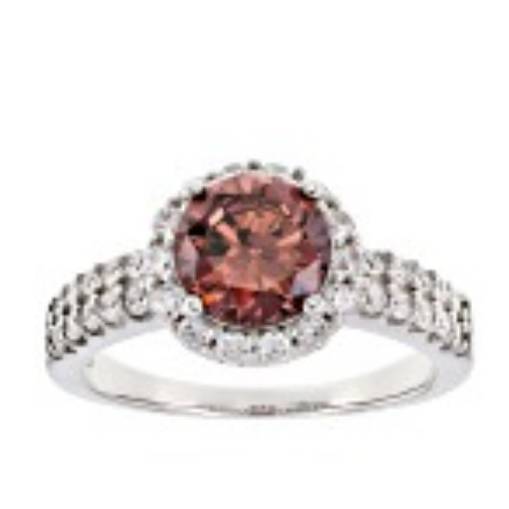 Pink Tourmaline & Wht. Diamond Simulant Ring Sz 10